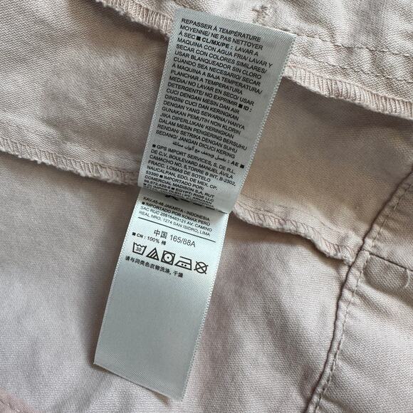 Old Navy Twill Field Jacket SZ S Tall Full Zip Light Pink Drawstring Lightweight - Picture 7 of 9